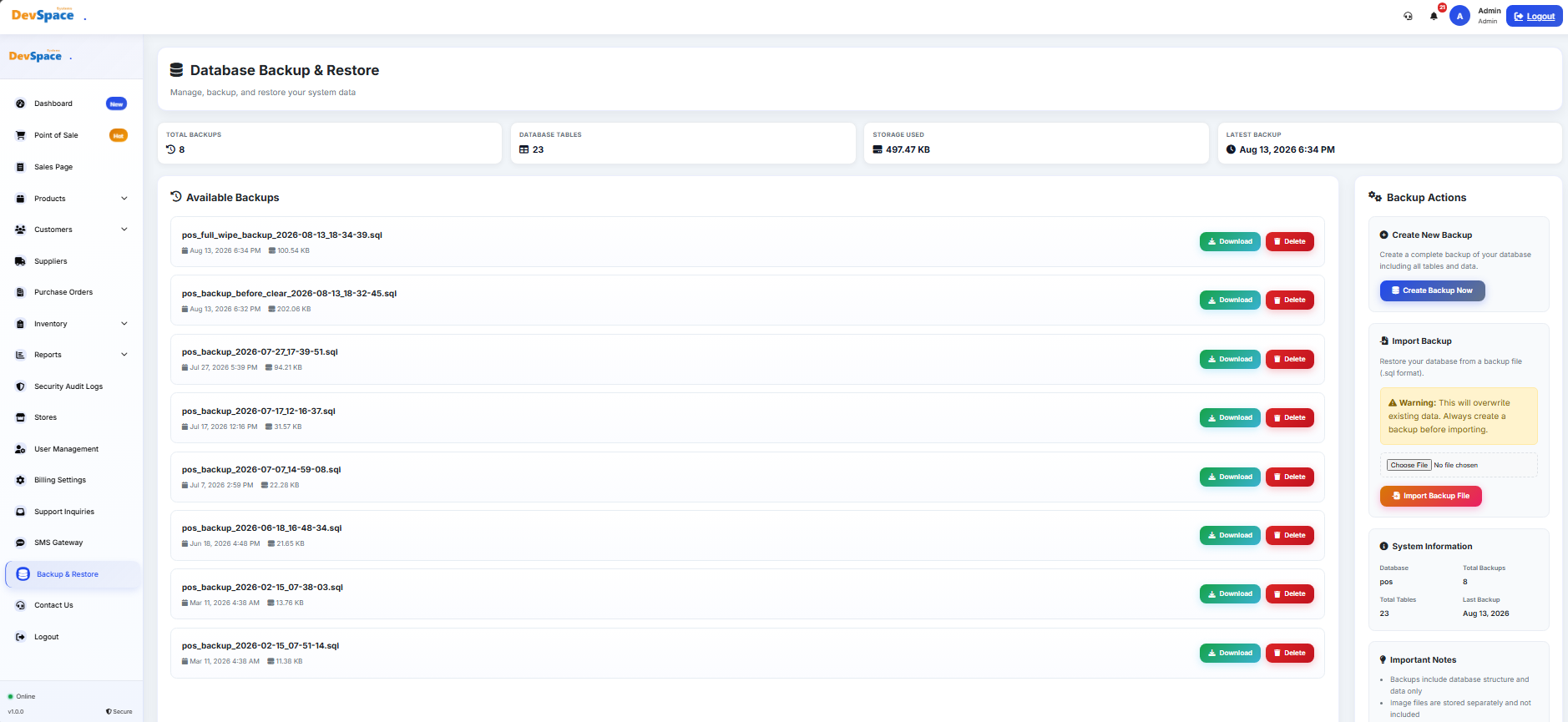 Database Backup & Restore